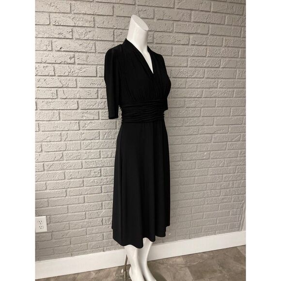 Evan Picone Women Short Sleeve Surplice Neckline Ruched Waist Dress Size 6 NWT - Picture 6 of 8